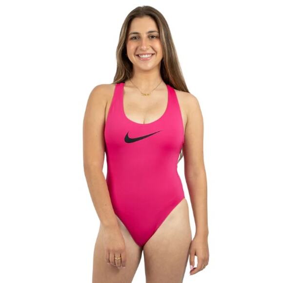 Nike One-Piece Racerback Pink & Black Swimsuit Size Large - Picture 2 of 8